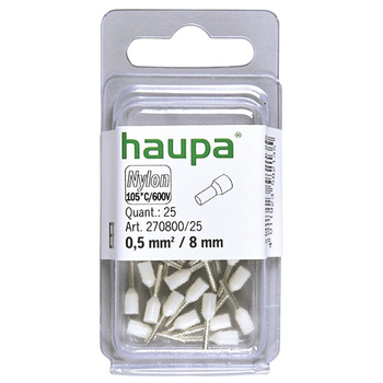 Haupa 270800/25 HTI - 0,5/8 końc. tulejkowa izol białe