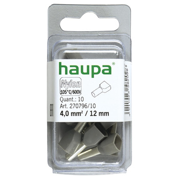 Haupa 270796/10 Twin-końcówka tulejkowa 4,0/12 szara