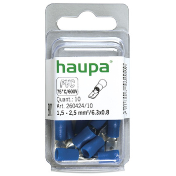 Haupa 260424/10 Wsuwka izol. 1,5-2,5/6,3x0,8 PVC niebieska