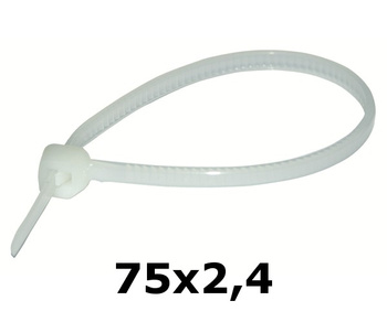 HOK 75 x 2,4 mm opaska kablowa biała 100szt