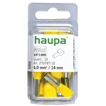 Haupa 270797/10 Twin-końcówka tulejkowa 6,0/14 żółta