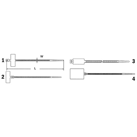 Opaska kablowa z miejscem na napis 100x2,5 mm 25x8 mm* 100szt