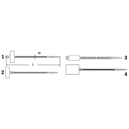 Opaska kablowa z miejscem na napis 200x4,6 mm 28x13 mm* 100szt