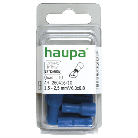 Haupa 260416/10 Nasuwka izol. całkowicie 1,5-2,5/6,3x0,8 PVC niebieska
