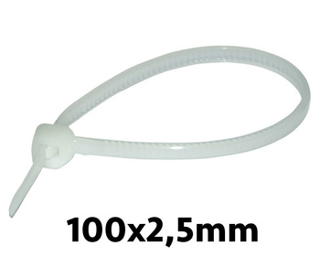 HOK  100 x 2,5 mm opaska kablowa  biała*100szt