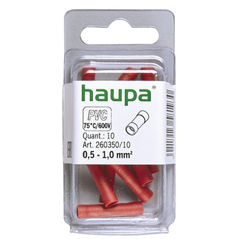 Haupa 260350/10 Złączka doczołowa izol. 0,5-1,0 mm PVC czerwona