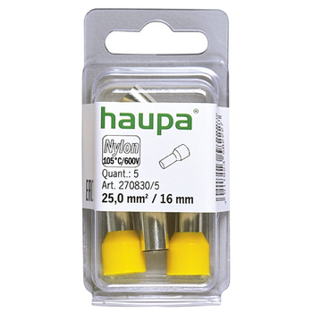 Haupa 270830/5 HTI - 25/16 końc. tulejkowa izol. Żółta