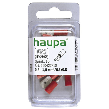 Haupa 260422/10 Wsuwka izol. 0,5-1,0/6,3x0,8 PVC czerwona